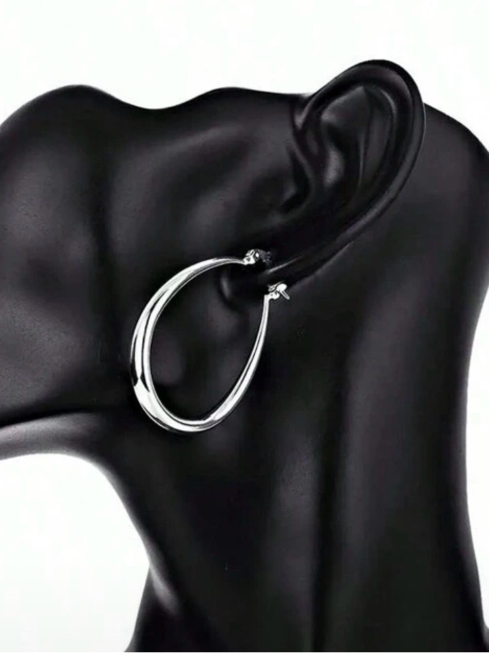 Silver Hoop Earrings – Sleek Women’s Jewelry - Picture 3 of 3
